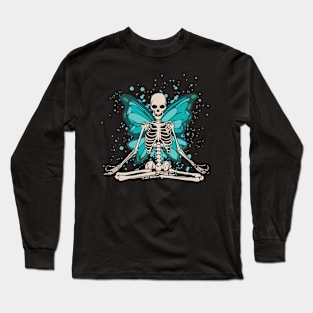 Grunge Fairycore winged skeleton graphic Long Sleeve T-Shirt